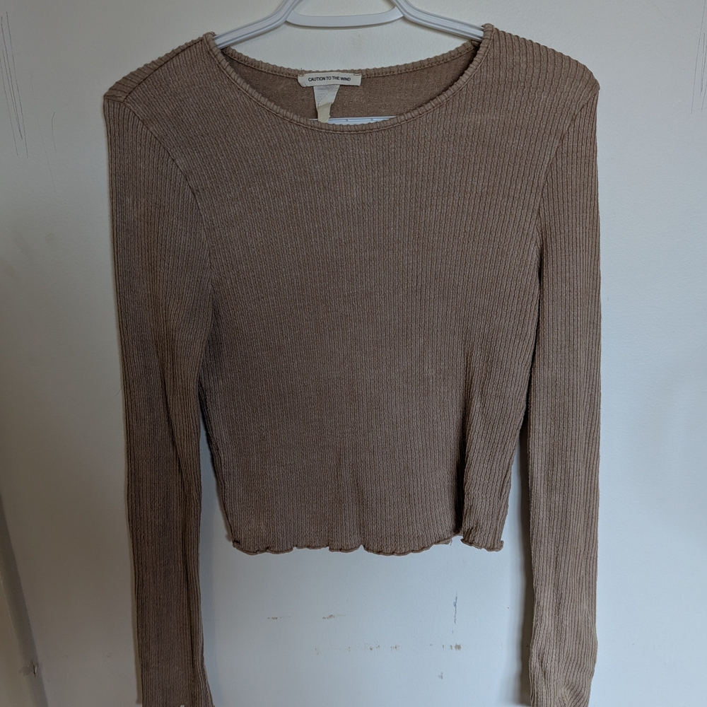 Caslon Women's Tan Ribbed Top